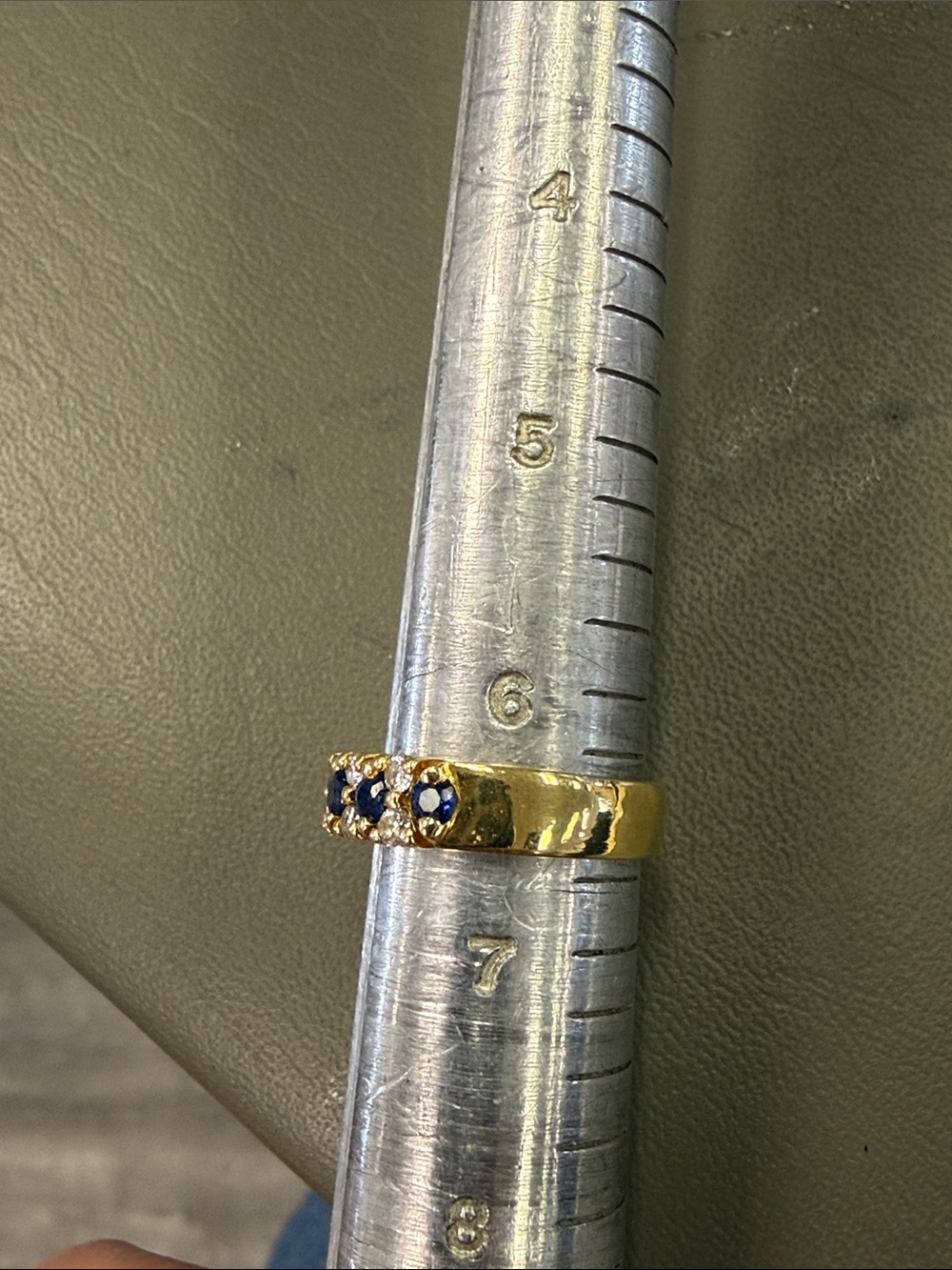 Sapphire and diamond half Eternity Band - size 6 1/2 - Picture 4 of 4